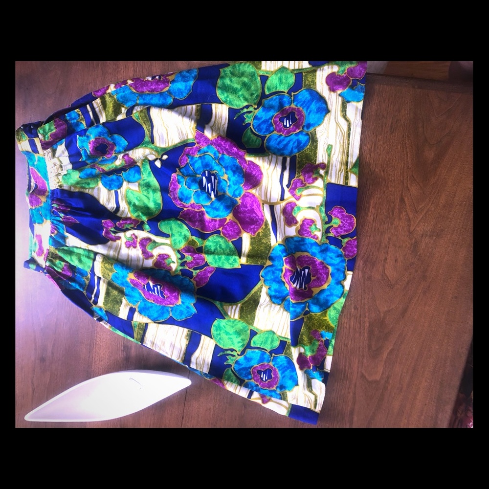 Vintage barkcloth tiki midi skirt